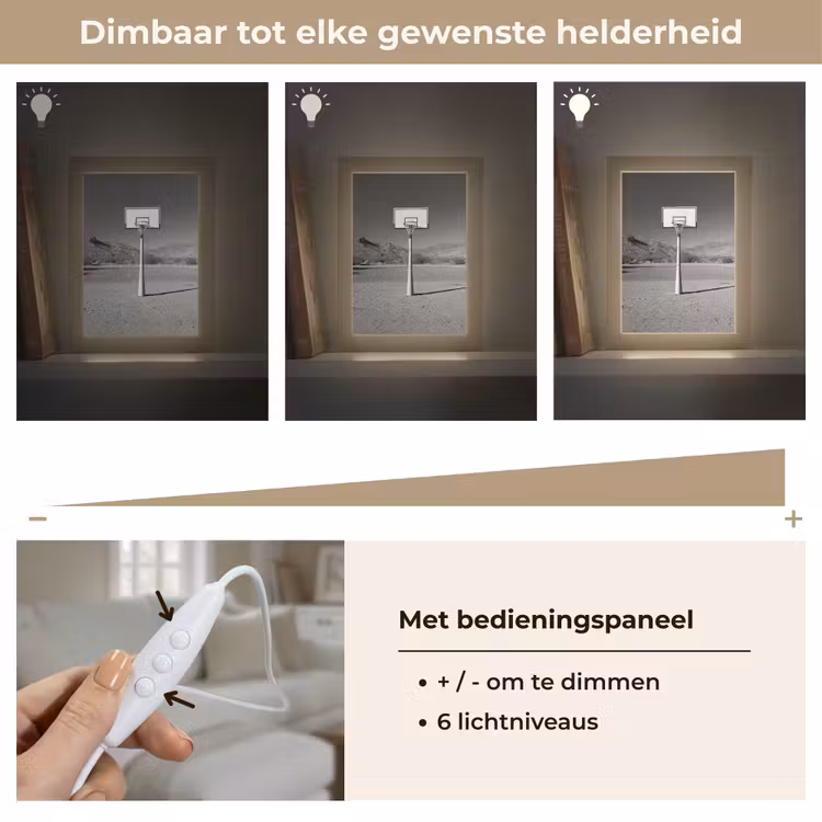 Basketbalpaal - Landschap - Zand - Wit Light Box met kabel (Tafellamp) klein -USP_dimbaarNL