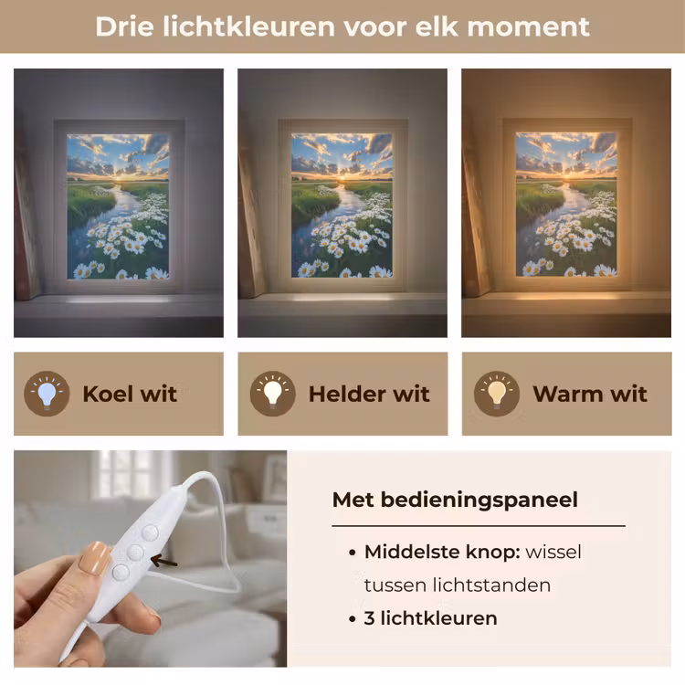 Beekje - Landschap - Margriet Light Box met kabel (Tafellamp) klein -USP_lichtkleurNL
