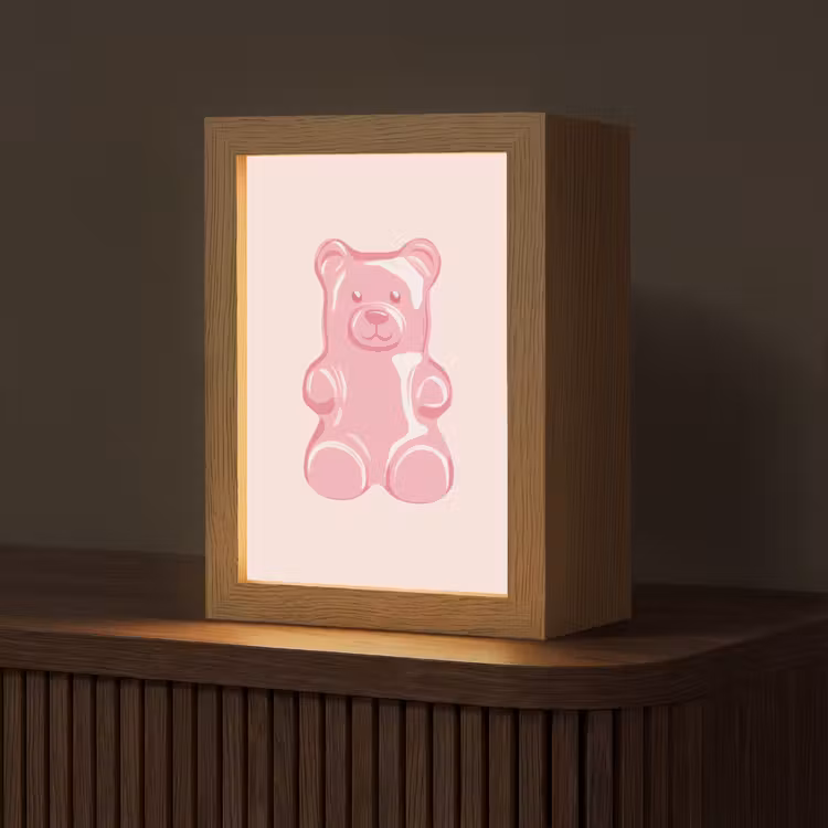 Beer - Roze - Snoep Light Box met kabel (Tafellamp) klein -z3d_website