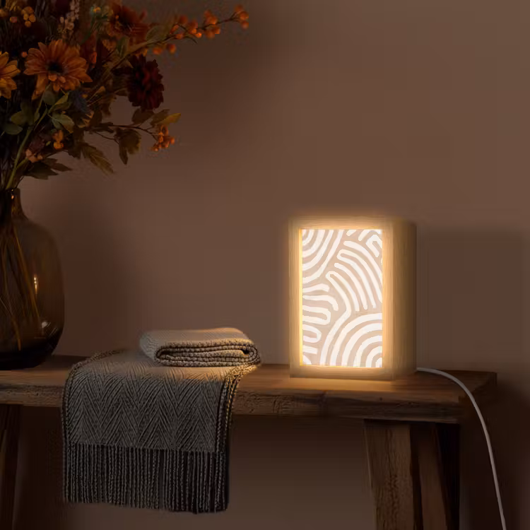 Beige - Aardspatroon Light Box met kabel (Tafellamp) klein -sfeer4