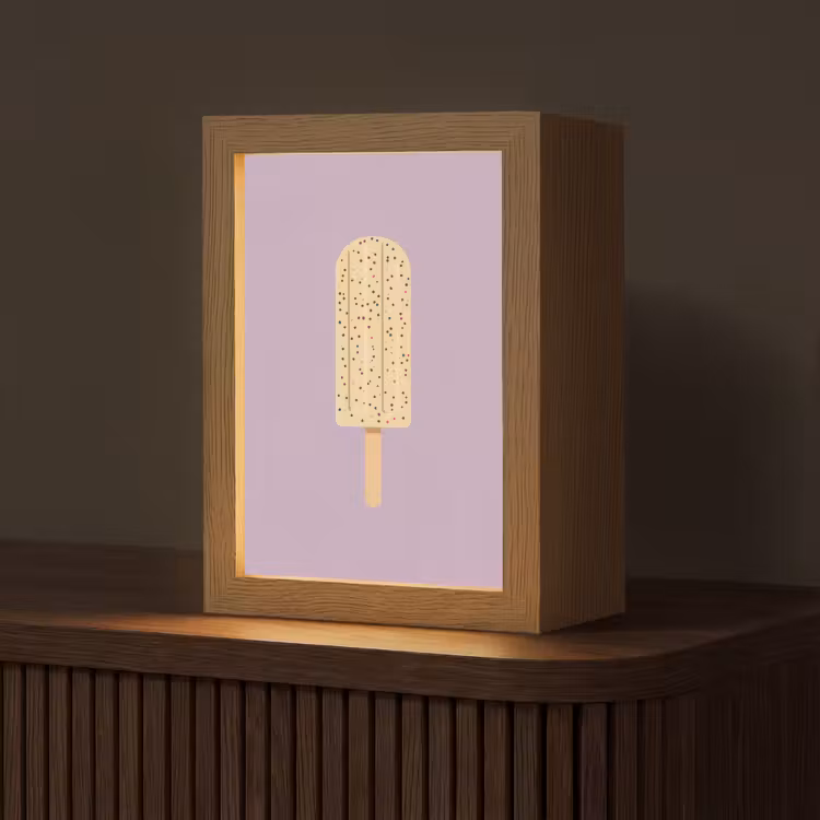 Beige - Ijsje - Spikkels Light Box met kabel (Tafellamp) klein -z3d_website