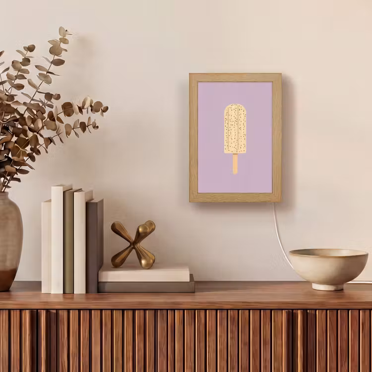 Beige - Ijsje - Spikkels Light Box met kabel (Tafellamp) klein -sfeer2