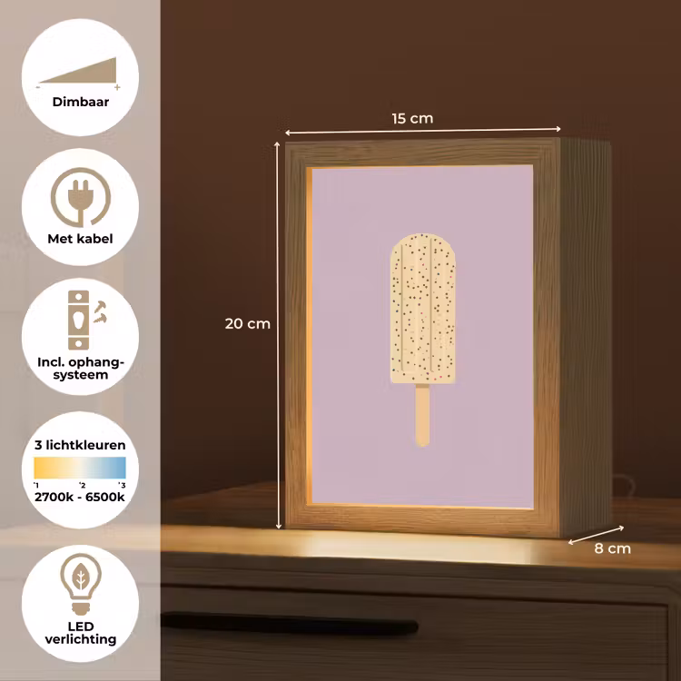 Beige - Ijsje - Spikkels Light Box met kabel (Tafellamp) klein -USP_NL