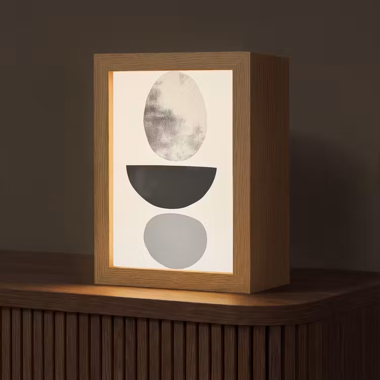 Beige - Japandi - Wabi sabi Light Box met kabel (Tafellamp) klein -z3d_website