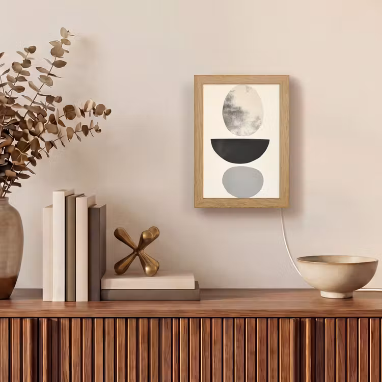 Beige - Japandi - Wabi sabi Light Box met kabel (Tafellamp) klein -sfeer2