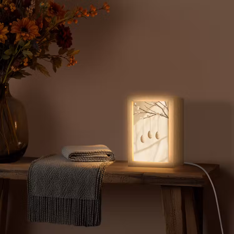 Beige - Paastak - Eieren Light Box met kabel (Tafellamp) klein -sfeer4