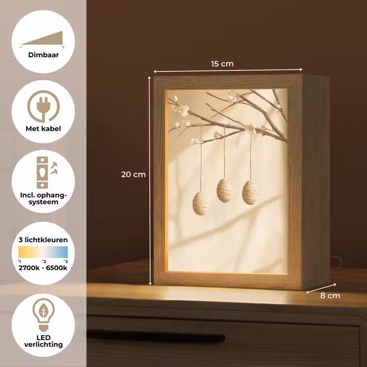 Beige - Paastak - Eieren Light Box met kabel (Tafellamp) klein -USP_NL