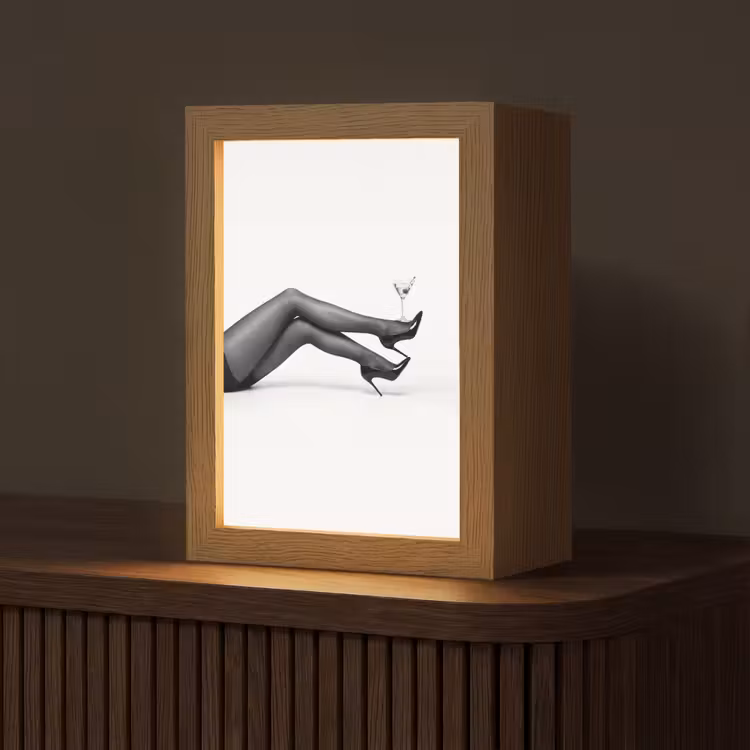 Benen - Hakken - Glas - Zwart - Wit - Speels Light Box met kabel (Tafellamp) klein -z3d_website