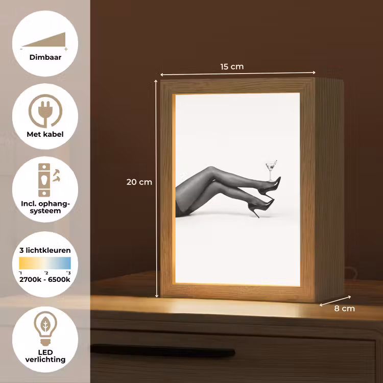 Benen - Hakken - Glas - Zwart - Wit - Speels Light Box met kabel (Tafellamp) klein -USP_NL