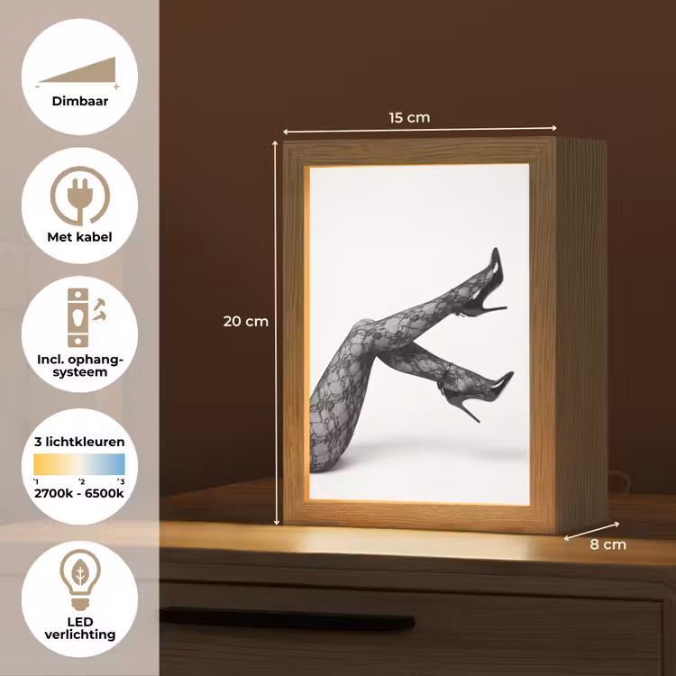 Benen - Kant - Hakken - Zwart - Wit - Uitdagend Light Box met kabel (Tafellamp) klein -USP_NL