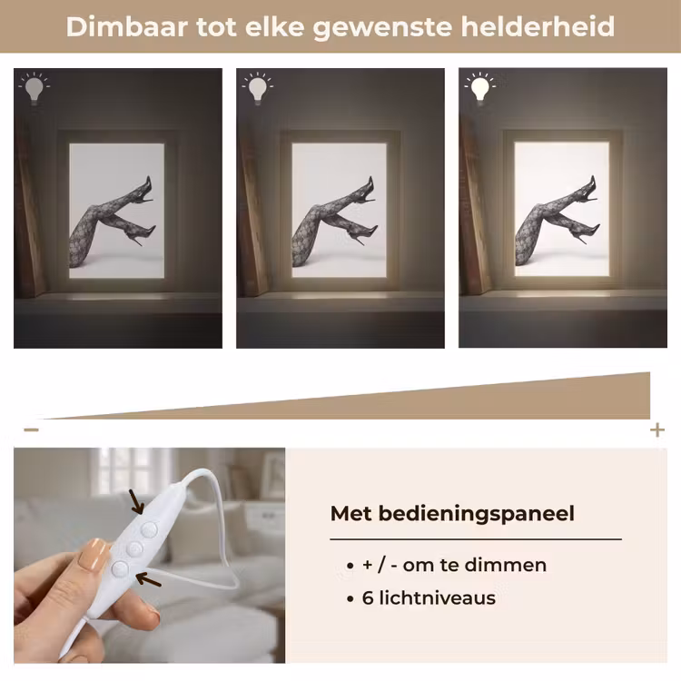 Benen - Kant - Hakken - Zwart - Wit - Uitdagend Light Box met kabel (Tafellamp) klein -USP_dimbaarNL