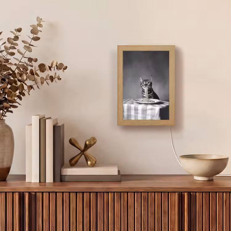 Bengaal - Kat - Tafelkleed - Zwart - Wit - Dier Light Box met kabel (Tafellamp) klein -sfeer2