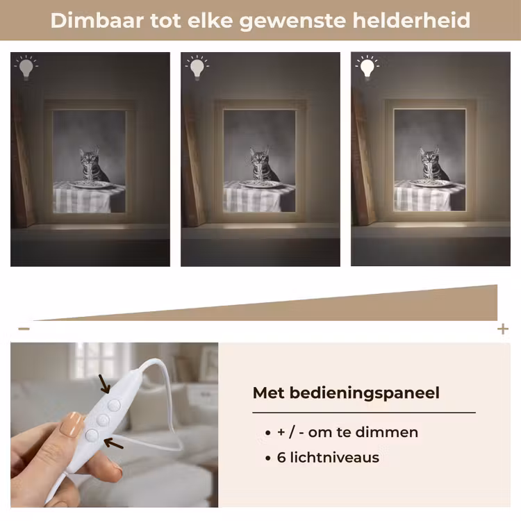Bengaal - Kat - Tafelkleed - Zwart - Wit - Dier Light Box met kabel (Tafellamp) klein -USP_dimbaarNL