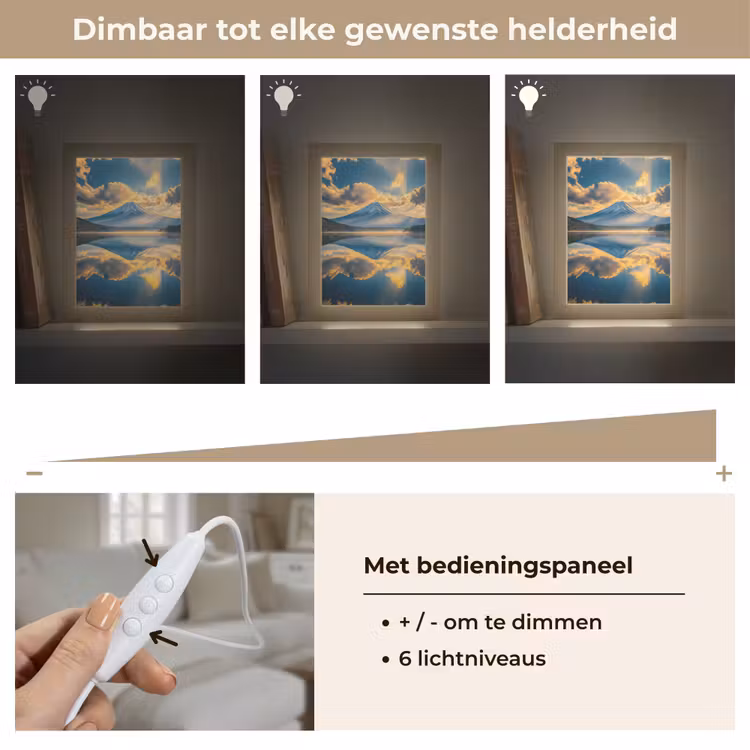 Berg - Rivier - Zonsondergang Light Box met kabel (Tafellamp) klein -USP_dimbaarNL