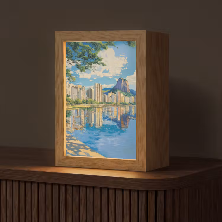 Berg - Skyline - Strand - Water Light Box met kabel (Tafellamp) klein -z3d_website