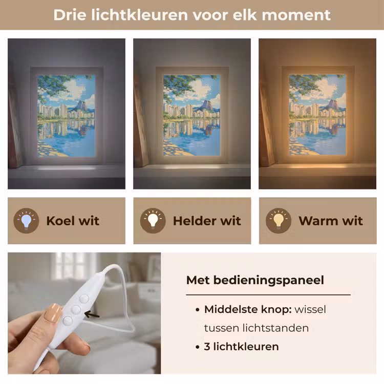 Berg - Skyline - Strand - Water Light Box met kabel (Tafellamp) klein -USP_lichtkleurNL