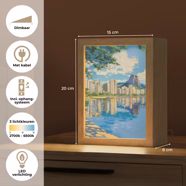 Berg - Skyline - Strand - Water Light Box met kabel (Tafellamp) klein -USP_NL
