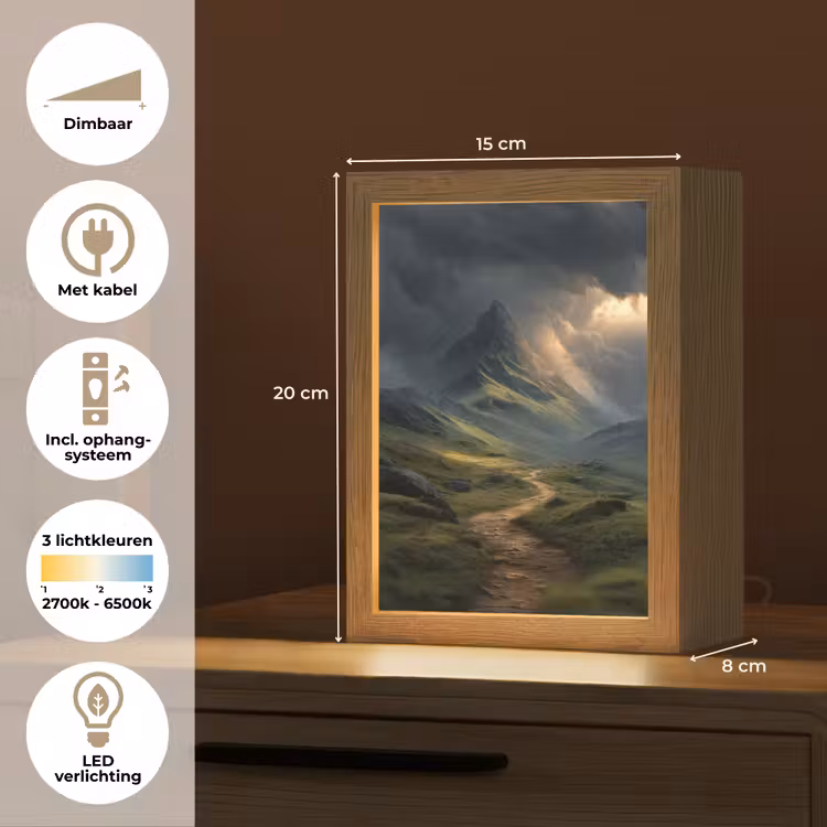 Bergen - Kronkelpad - Groen - Wolken Light Box met kabel (Tafellamp) klein -USP_NL