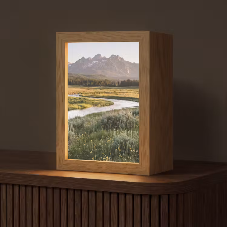 Berglandschap - Rivier - Bos Light Box met kabel (Tafellamp) klein -z3d_website