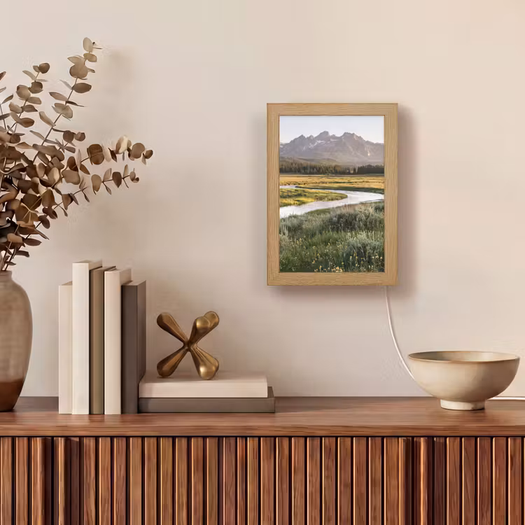 Berglandschap - Rivier - Bos Light Box met kabel (Tafellamp) klein -sfeer2