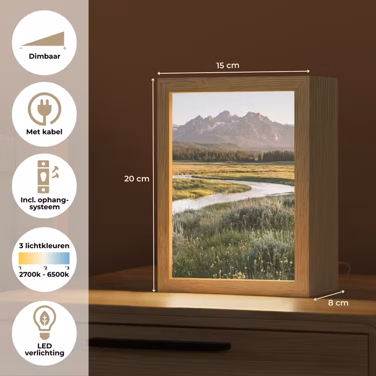 Berglandschap - Rivier - Bos Light Box met kabel (Tafellamp) klein -USP_NL