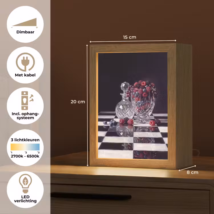 Tafellamp - Bessen - Kristal - Stilleven - Bessen - Kristal - Stilleven Light Box met kabel (Tafellamp) klein