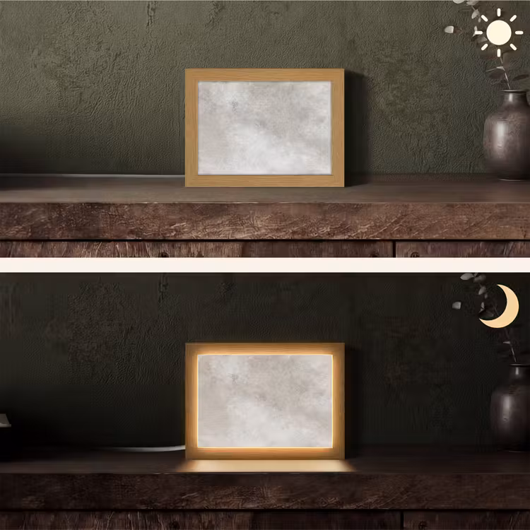 Beton - Grijs Light Box met kabel (Tafellamp) klein -sfeer3