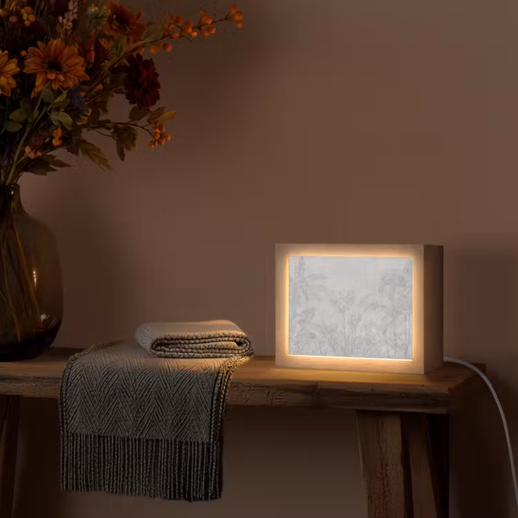 Beton - Patroon - Grijs Light Box met kabel (Tafellamp) klein -sfeer4