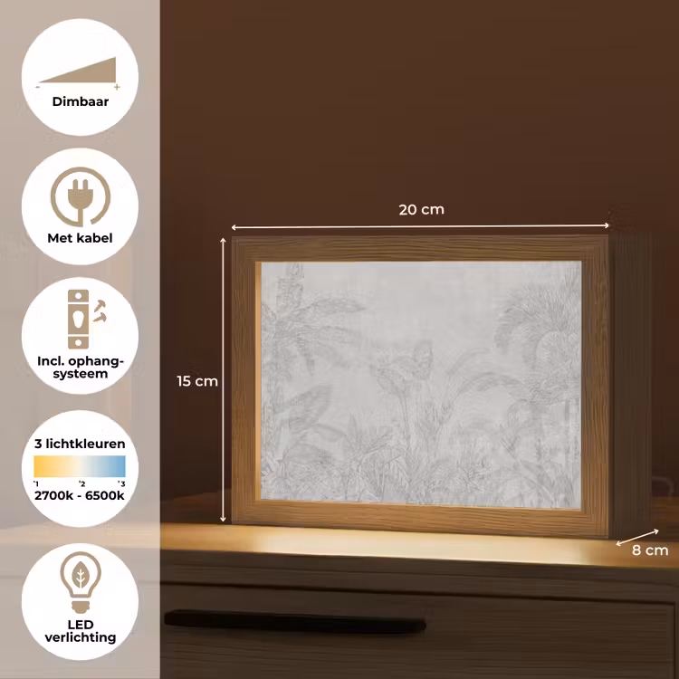 Beton - Patroon - Grijs Light Box met kabel (Tafellamp) klein -USP_NL