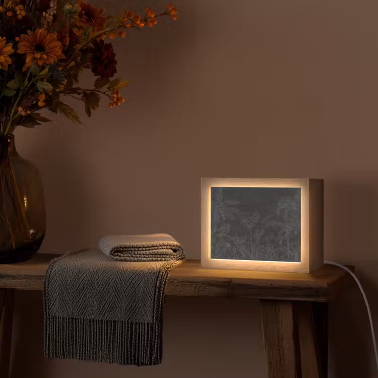 Beton - Patroon - Zwart Light Box met kabel (Tafellamp) klein -sfeer4