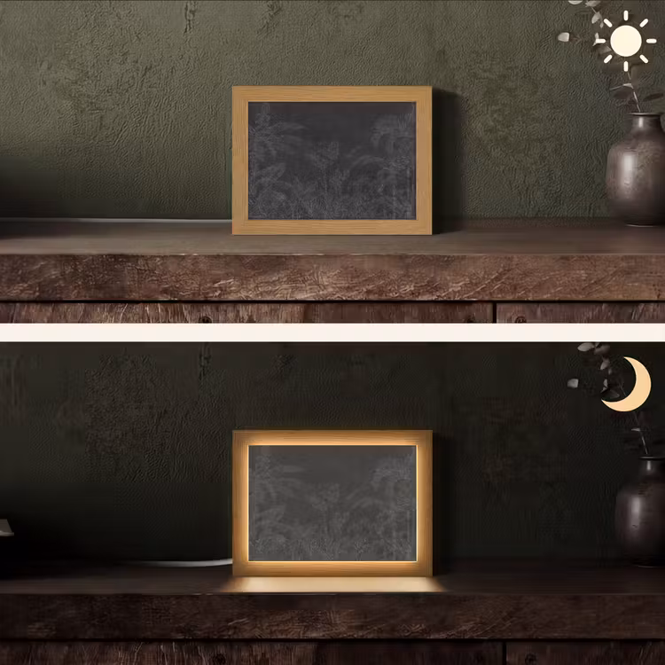 Beton - Patroon - Zwart Light Box met kabel (Tafellamp) klein -sfeer3