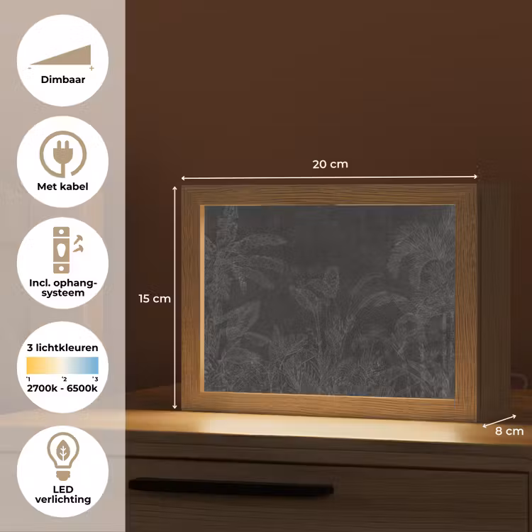 Beton - Patroon - Zwart Light Box met kabel (Tafellamp) klein -USP_NL