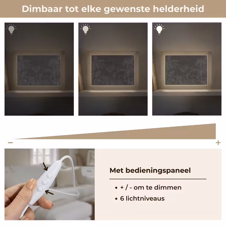 Beton - Patroon - Zwart Light Box met kabel (Tafellamp) klein -USP_dimbaarNL