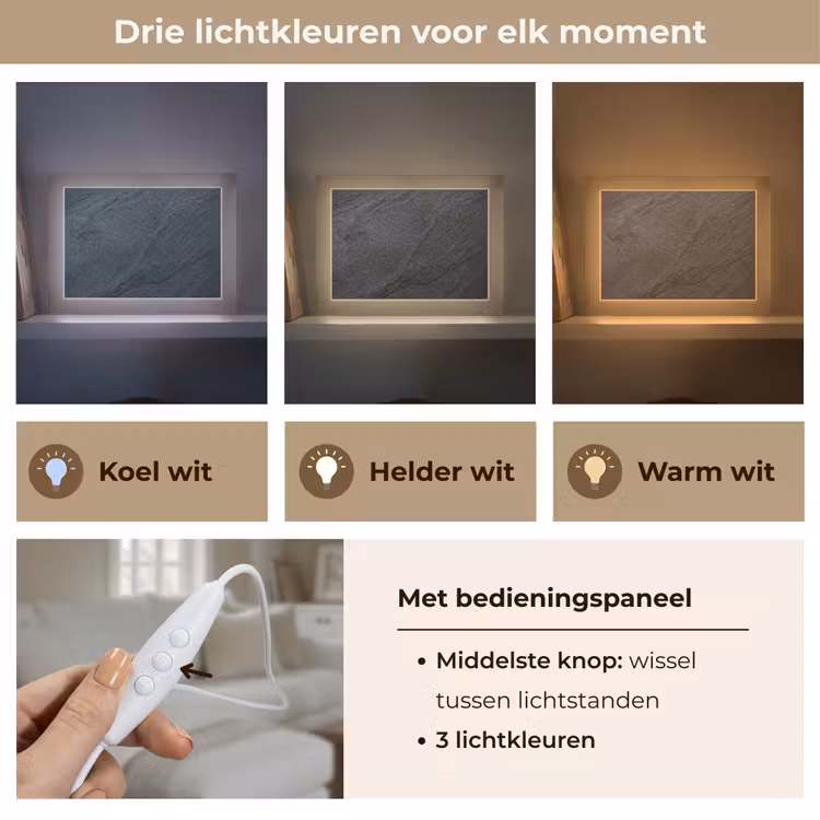 Beton - Zwart - Industrieel Light Box met kabel (Tafellamp) klein -USP_lichtkleurNL