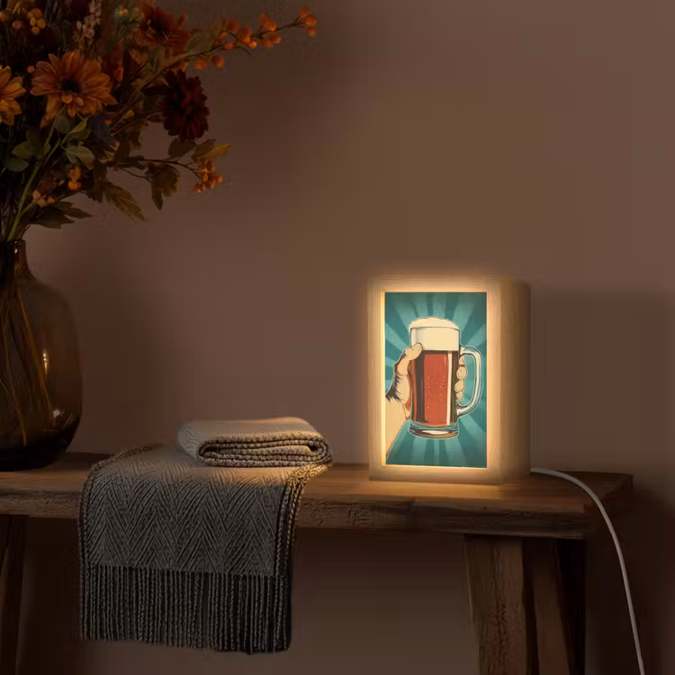 Bierglas - Schuim - Retro - Groen Light Box met kabel (Tafellamp) klein -sfeer4