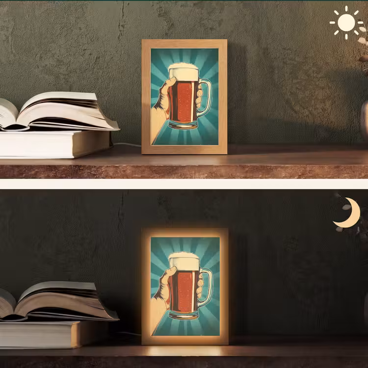 Bierglas - Schuim - Retro - Groen Light Box met kabel (Tafellamp) klein -sfeer3