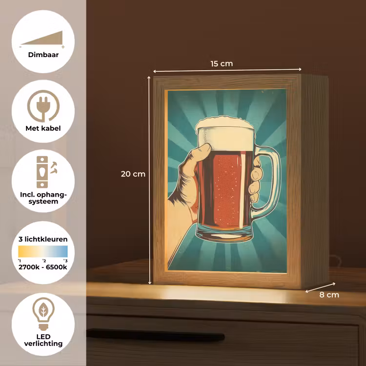 Bierglas - Schuim - Retro - Groen Light Box met kabel (Tafellamp) klein -USP_NL