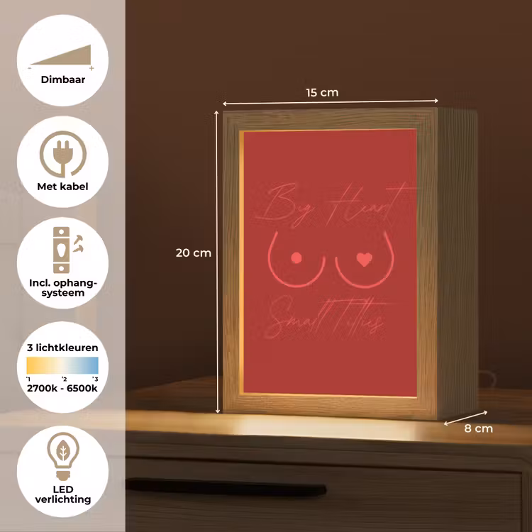 big heart small titties - Hart - Rood Light Box met kabel (Tafellamp) klein -USP_NL