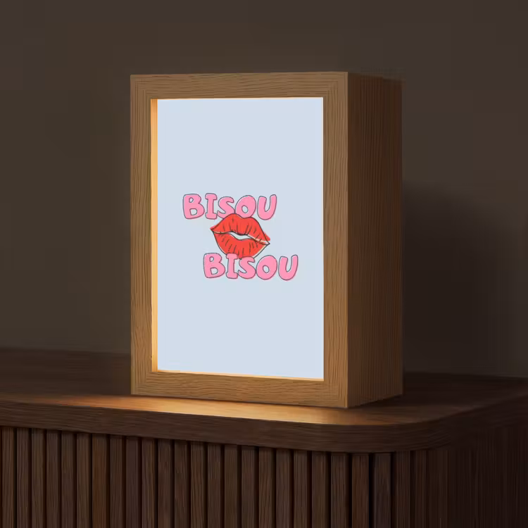 Bisou - Blauw - Roze - Lippen Light Box met kabel (Tafellamp) klein -z3d_website