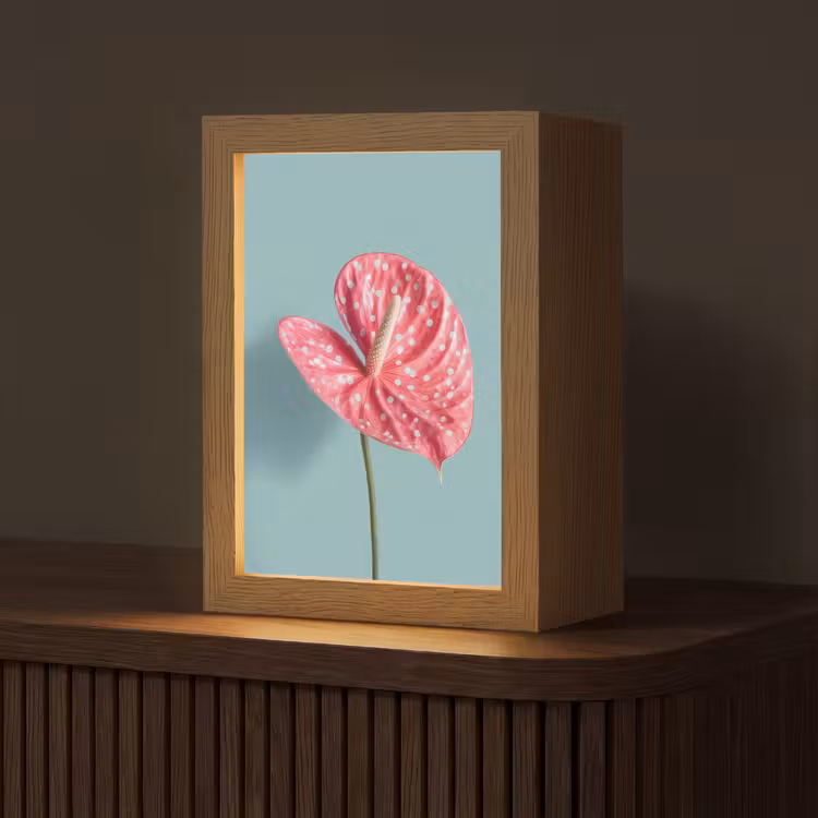 Blad - Anthurium - Stippen - Roze Light Box met kabel (Tafellamp) klein -z3d_website