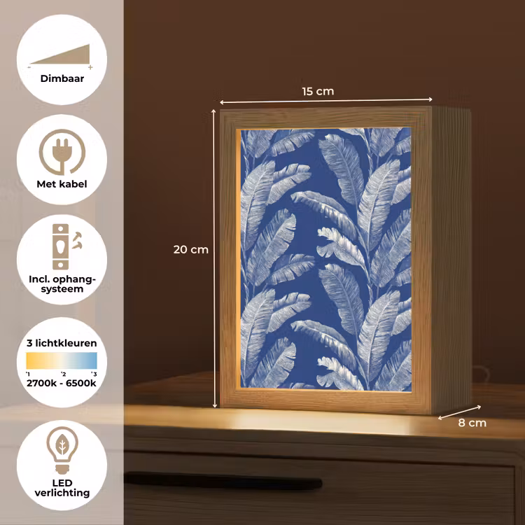 Blad - Palm - Blauw Light Box met kabel (Tafellamp) klein 925 -USP_NL