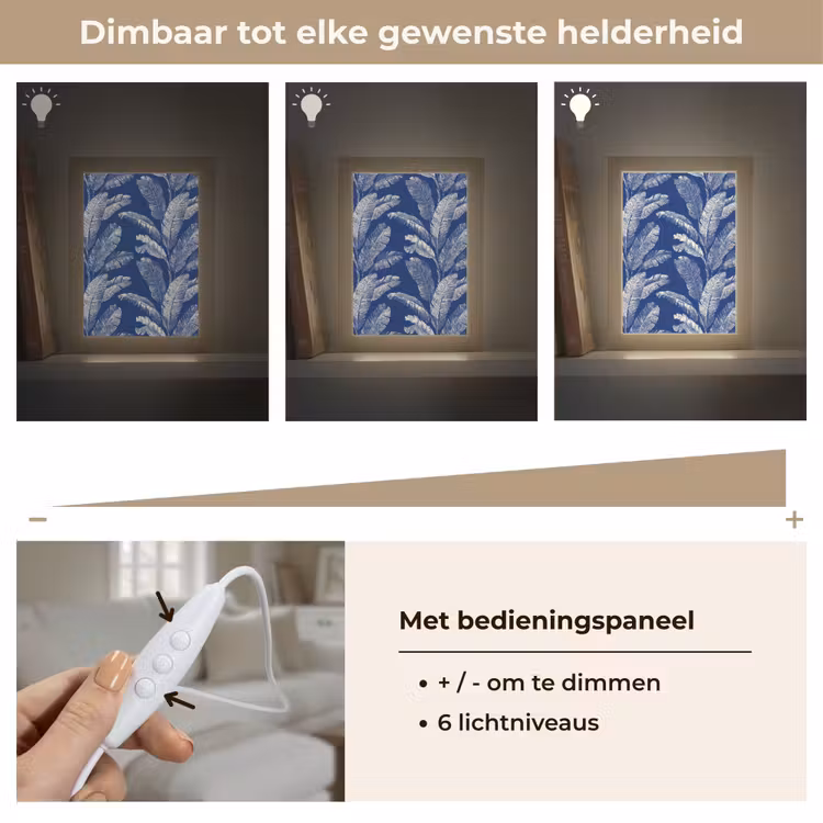 Blad - Palm - Blauw Light Box met kabel (Tafellamp) klein 925 -USP_dimbaarNL
