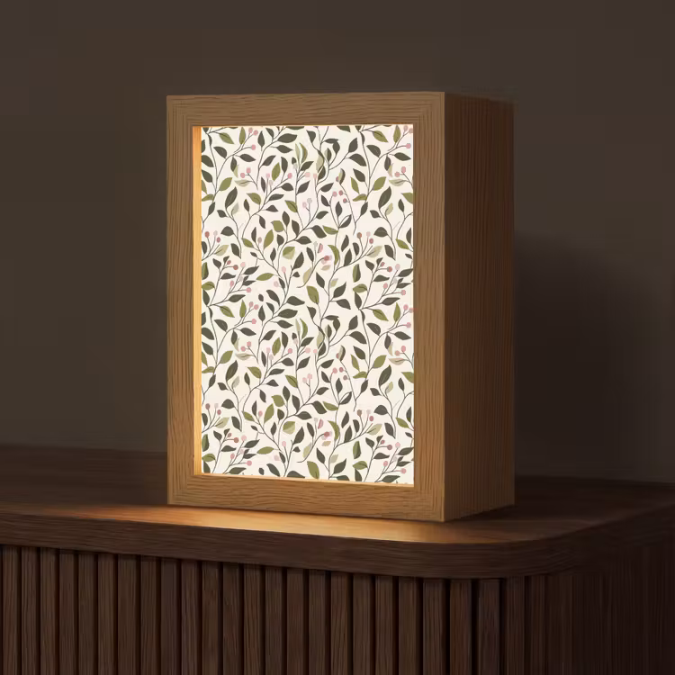 Bladeren - Bessen - Roze Light Box met kabel (Tafellamp) klein 925 -z3d_website