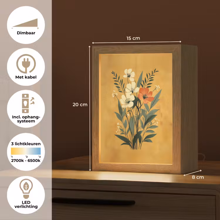 Bladeren - Boeket - Bloemen - Geel Light Box met kabel (Tafellamp) klein -USP_NL