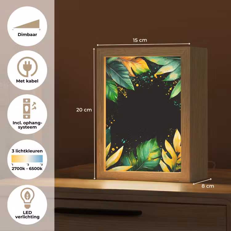 Bladeren - Groen - Geel - Verf - Jungle Light Box met kabel (Tafellamp) klein -USP_NL