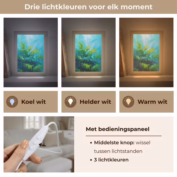 Bladeren - Groen - Schilderij - Abstract Light Box met kabel (Tafellamp) klein -USP_lichtkleurNL