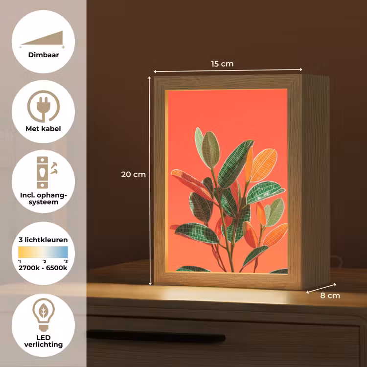 Bladeren - Nerven - Oranje - Structuur Light Box met kabel (Tafellamp) klein -USP_NL