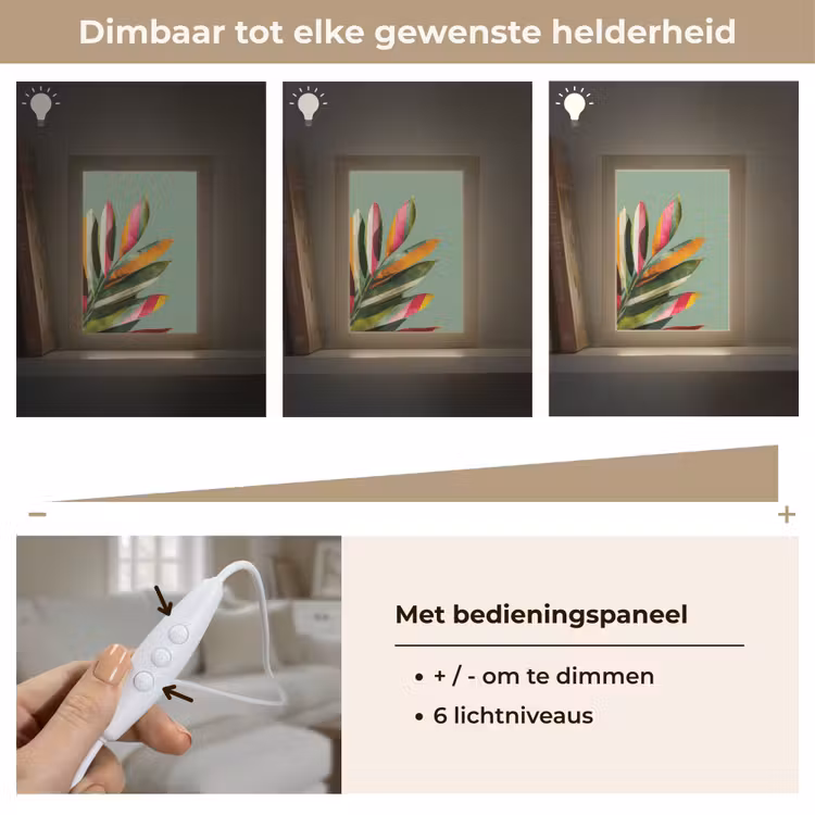 Bladeren - Tak - Kleurrijk Light Box met kabel (Tafellamp) klein -USP_dimbaarNL