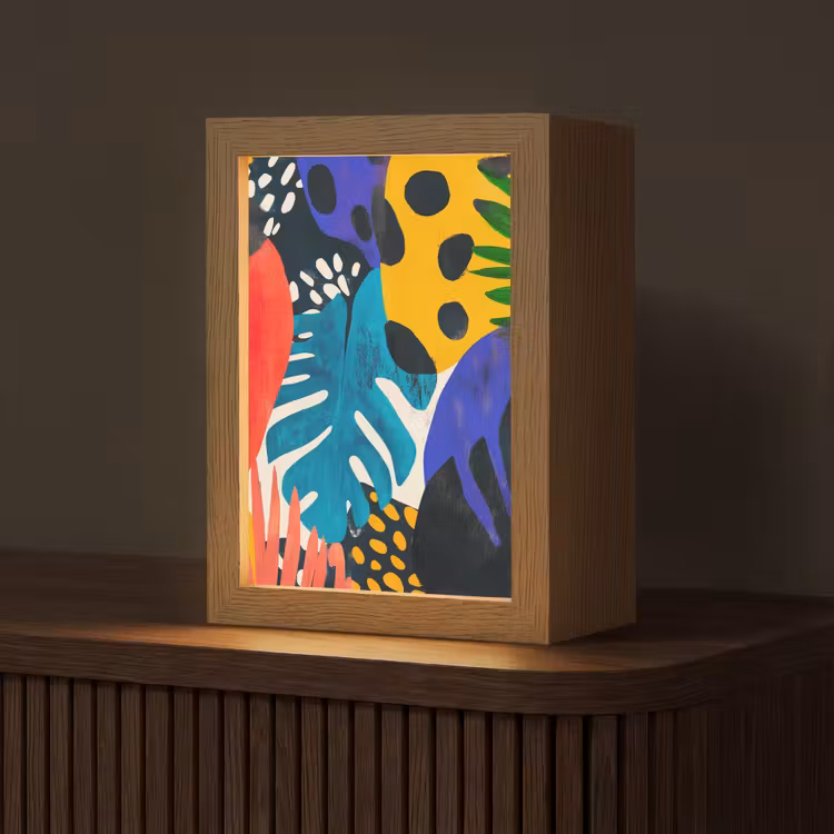 Bladeren - Vormen - Abstract - Kleurrijk Light Box met kabel (Tafellamp) klein -z3d_website