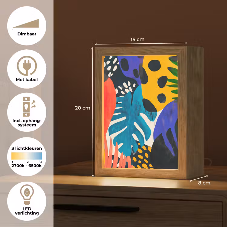 Bladeren - Vormen - Abstract - Kleurrijk Light Box met kabel (Tafellamp) klein -USP_NL